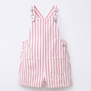 Zara Kids Pink and White Striped Overalls